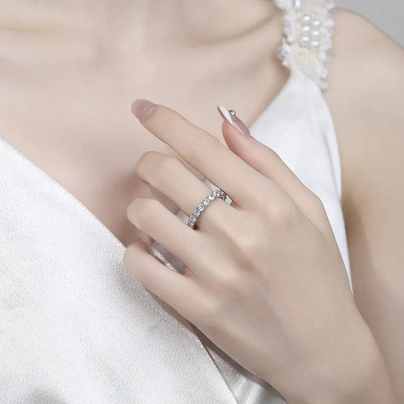 S925 Silver Geometric Zircon Stackable Ring
