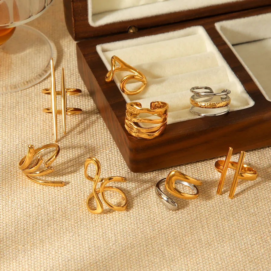18K Gold PVD Coated Irregular Open Ring