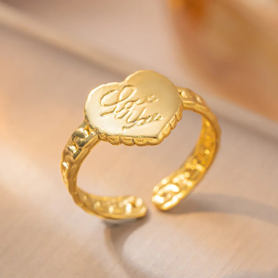 Geometric Titanium Steel Couple Ring K59 Gold Ring Adjustable