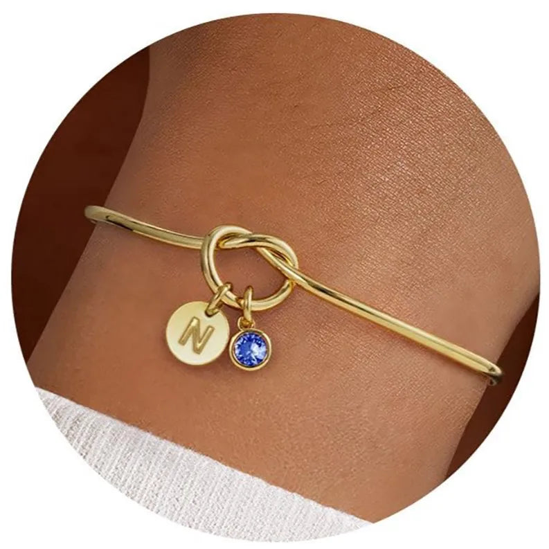 Stainless Steel Birthstone Initial Bracelet