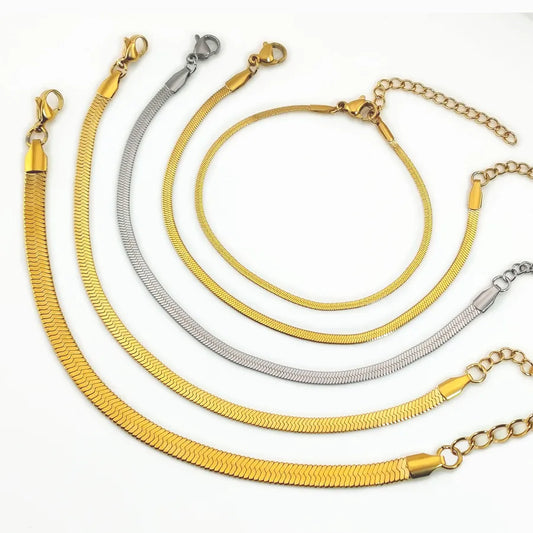 Gold Plated Titanium Steel Snake Chain Bracelet
