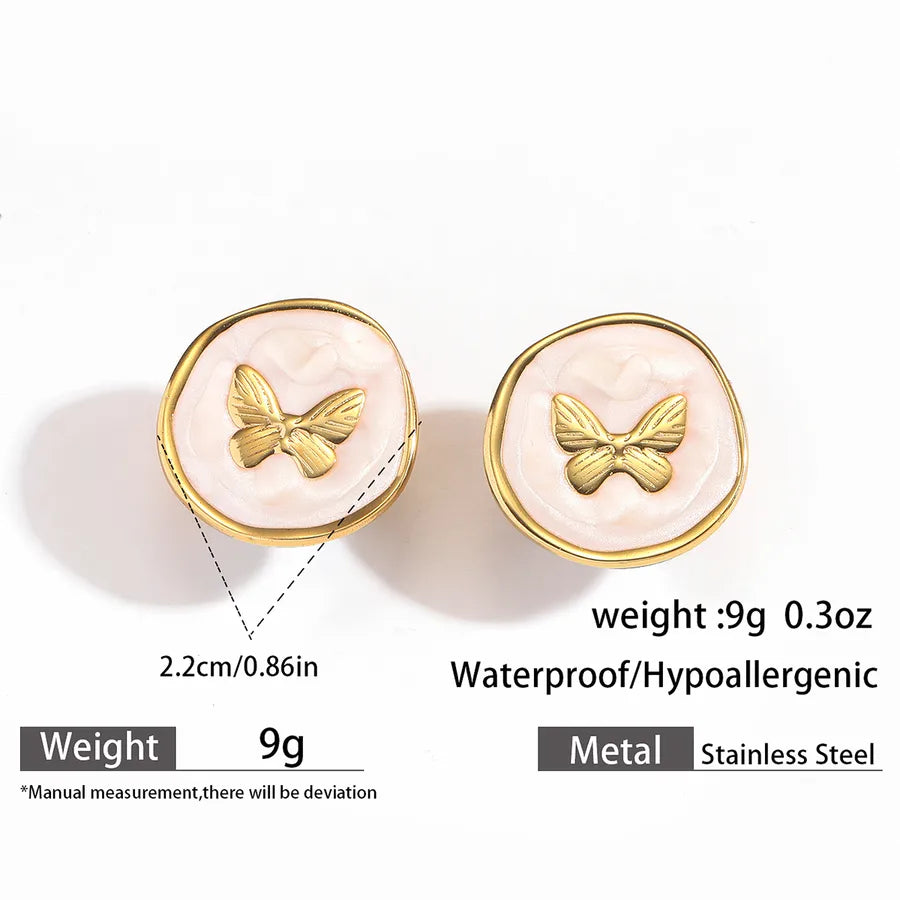 Gold Leaf Drop Earrings – Titanium Steel & Acrylic 5#