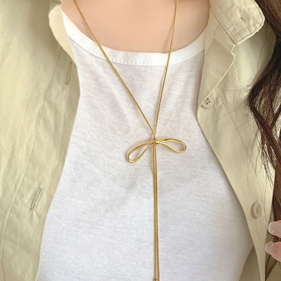 Gold Butterfly Knot Pendant Necklace
