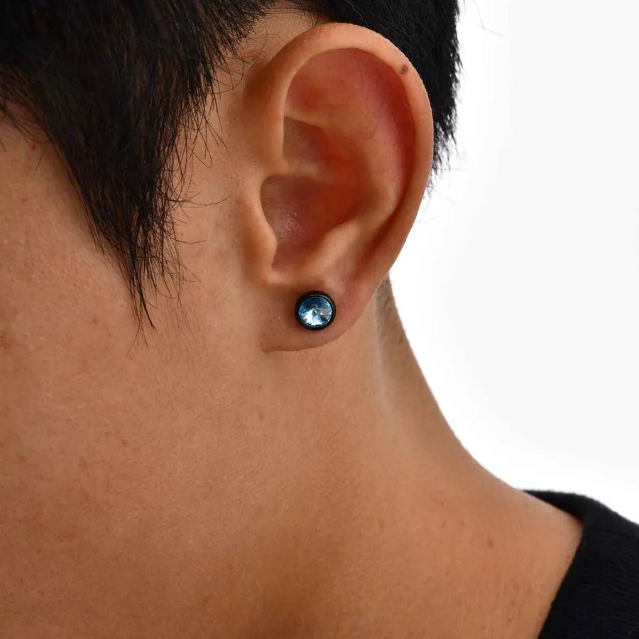 Unisex Stainless Steel Zircon Stud Earring