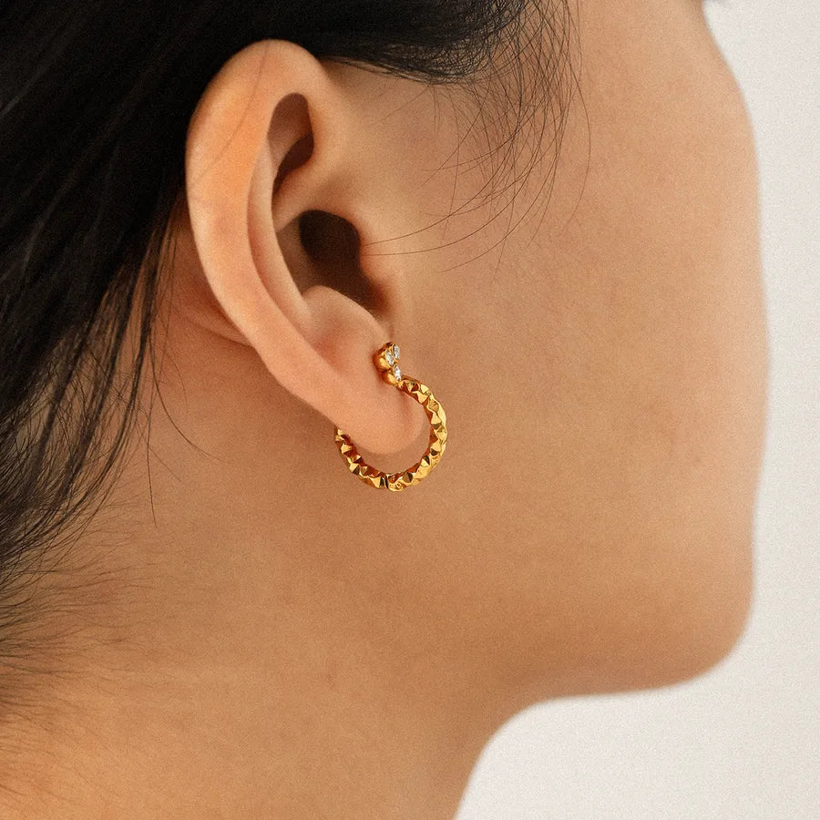 Gold Geometric Pearl & Zircon Stud Earring Set