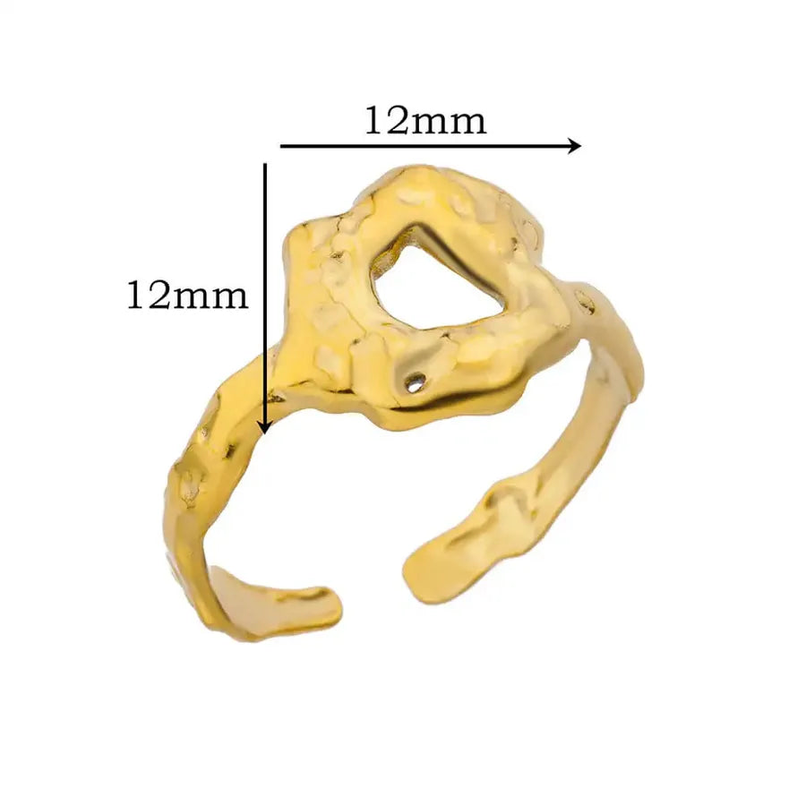 Gold Heart Open Ring for Women Adjustable Opening JZ5480G