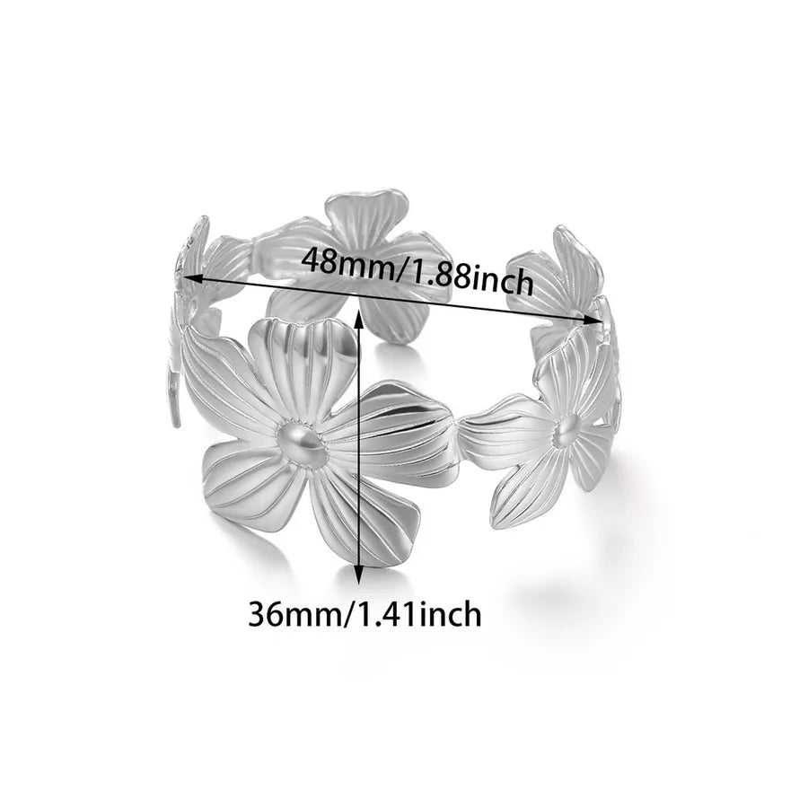 Geometric Butterfly & Flower Open Bangle Bracelet B1864P
