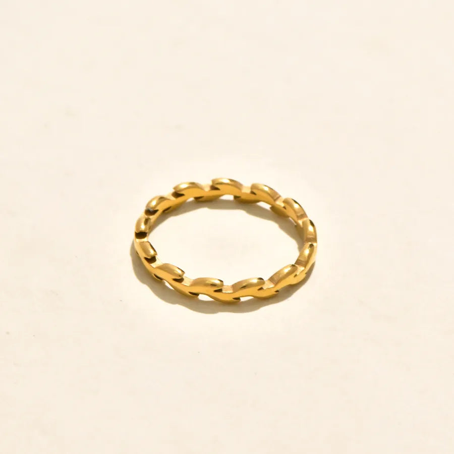 Gold Plated Zircon Leaf Open Ring