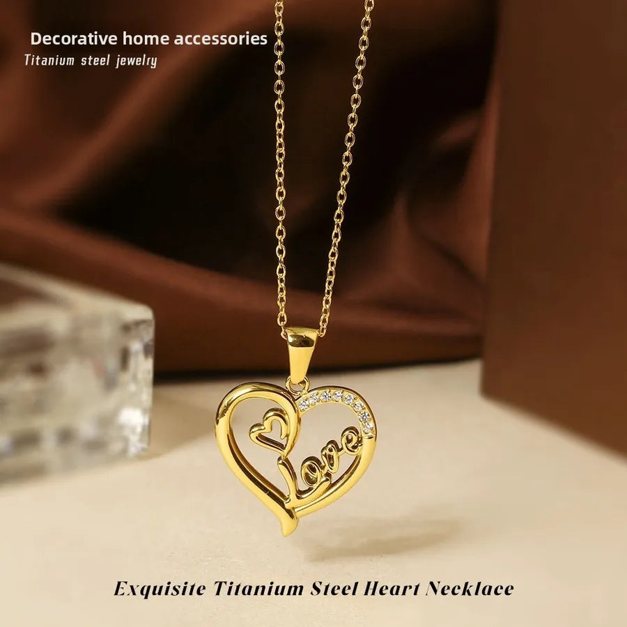 Gold Heart Pendant Necklace for Women Gold English Love Necklace N0453G