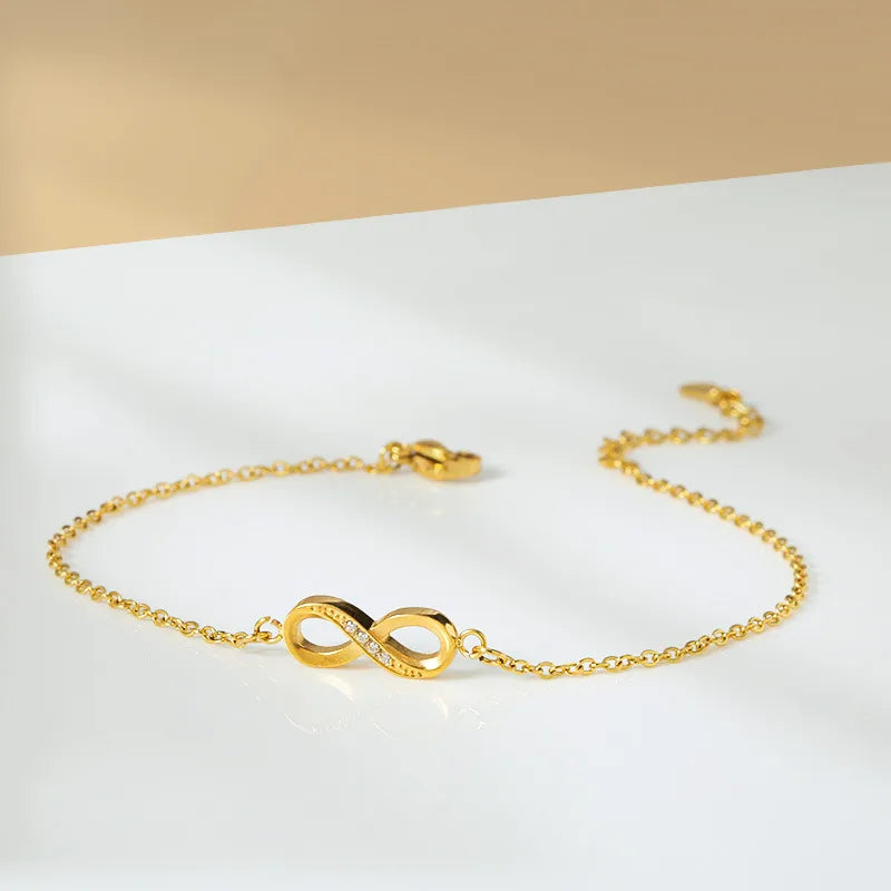 Infinity Circle Diamond Bracelet - Titanium Steel B0042G- Gold Models