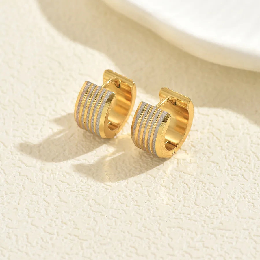 Unisex Gold-Plated Stainless Steel Hoop Earrings Average Size Gold