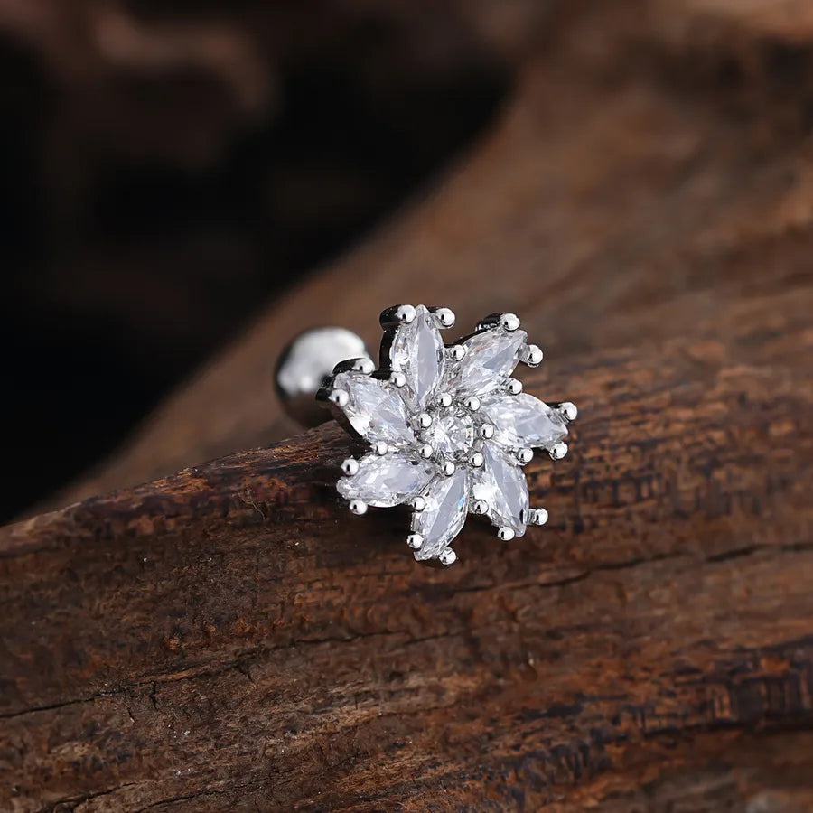 Stainless Steel Zirconia Stud Earrings 3436 Silver Ear Studs