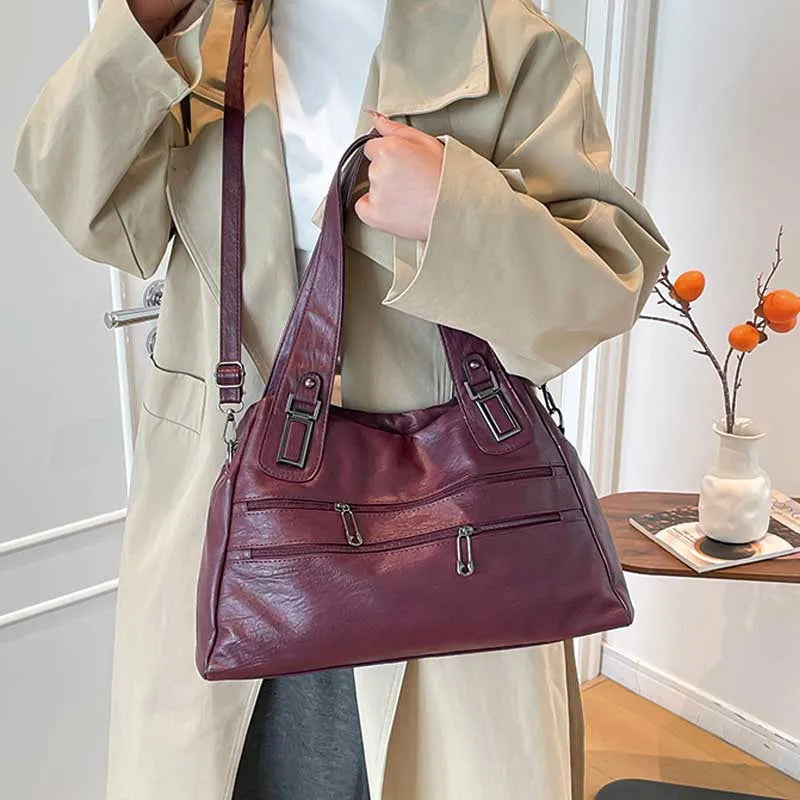 Studded PU Leather Shoulder Bag – Large Capacity - Smiling Maria - Everything For Women