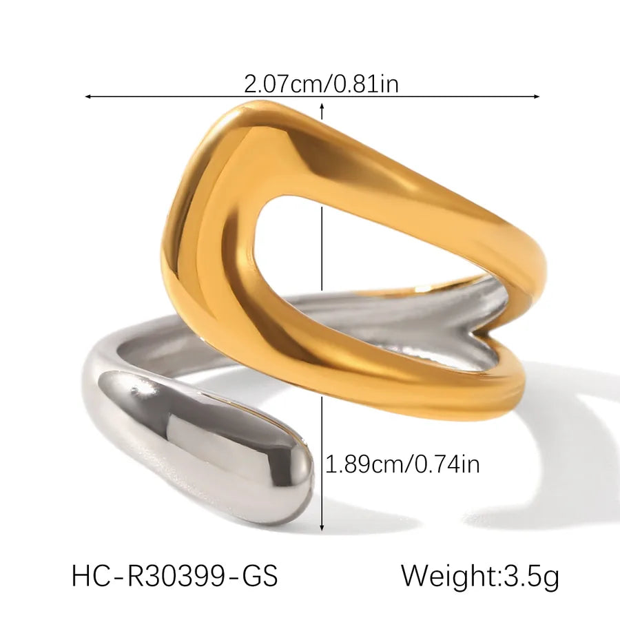 18K Gold PVD Coated Irregular Open Ring HC-R30399-gs