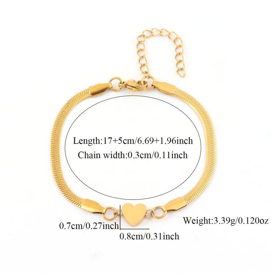 Gold Heart Stainless Steel Bracelet
