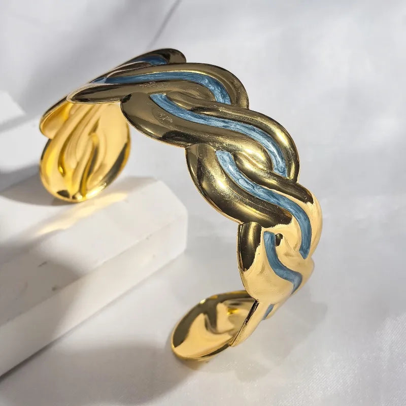 Gold Wave Stainless Steel Bangle