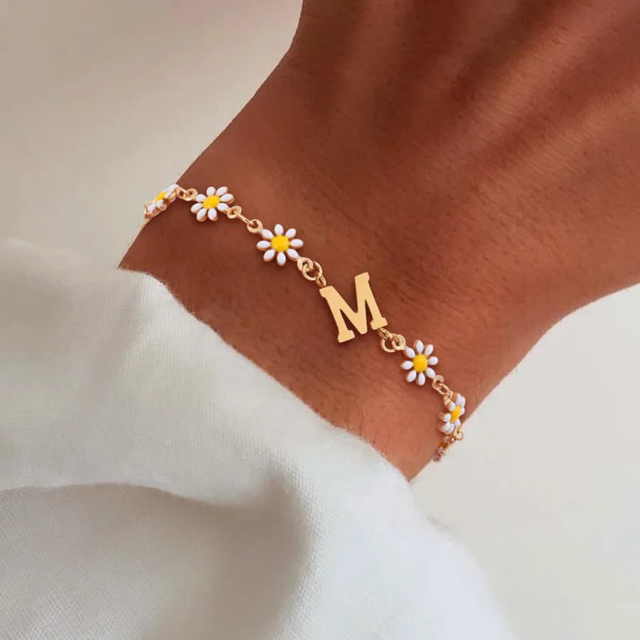 Gold Daisy Chain Bracelet for Women