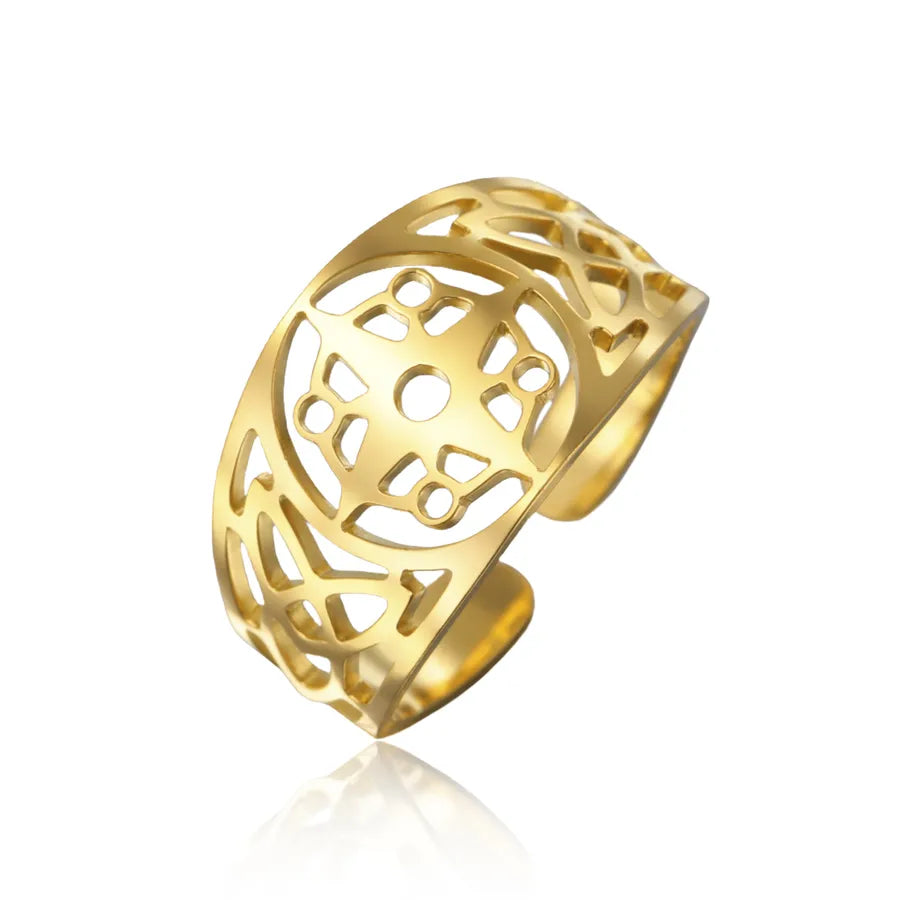 Unisex Compass Open Ring – 18K Gold Stainless Steel