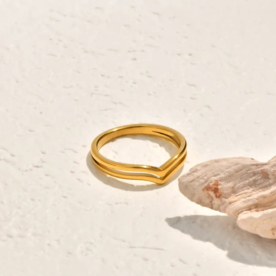 18K Gold Plated Nordic Geometric Stainless Steel Ring 5773001