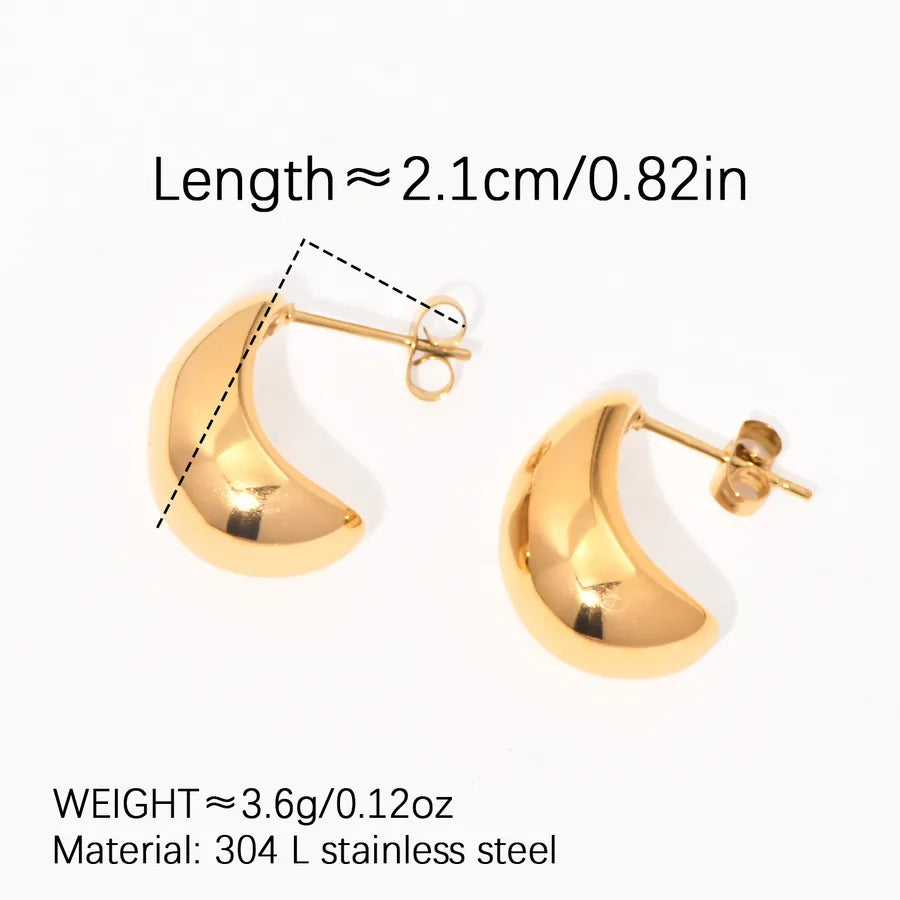 18K Gold Plated Titanium Steel Stud Earrings Average Size Gold