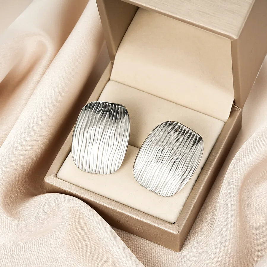 Irregular 18K Gold Plated Stainless Steel Earrings E1373-B (a Pair of Silver Ear Studs)