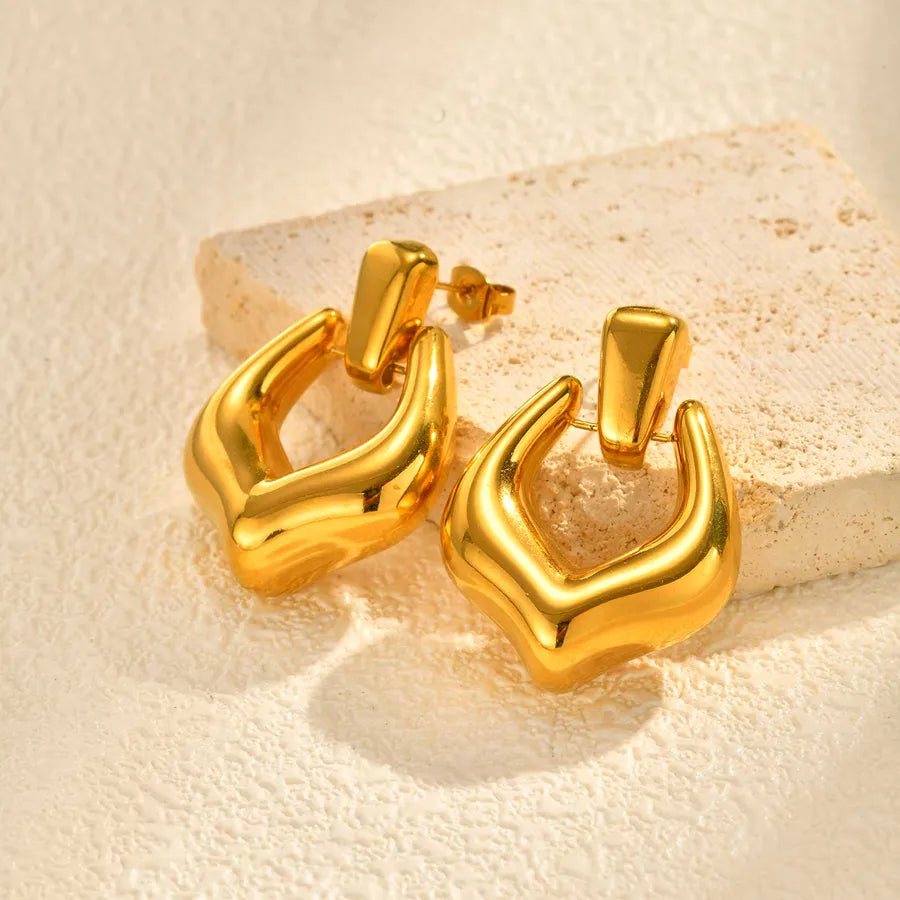 18K Gold Plated Geometric Stainless Steel Earrings