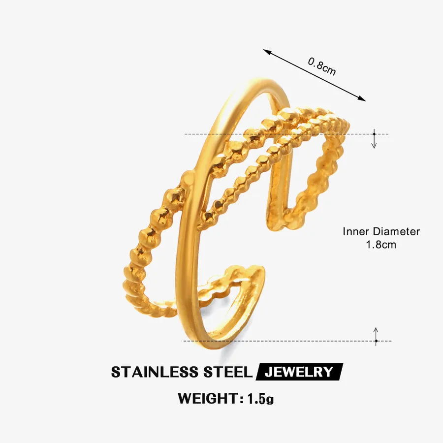 18K Gold Plated Geometric Open Ring for Women