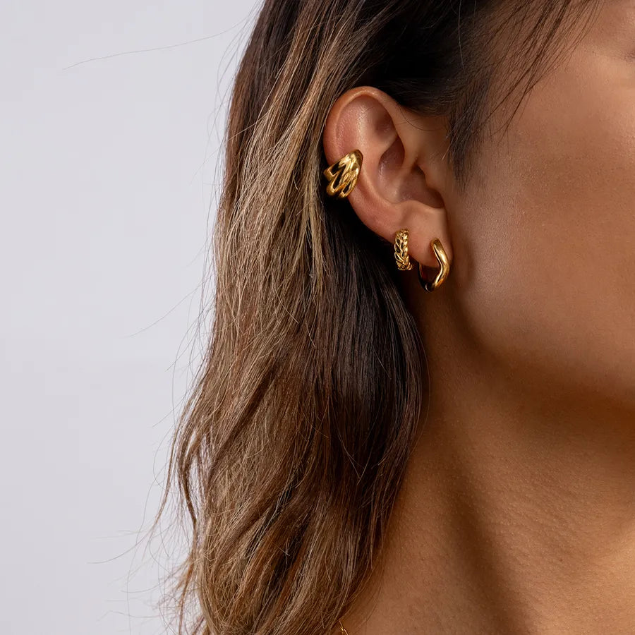 Women's 18K Gold Woven Stainless Steel Earrings