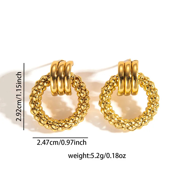 Retro Titanium Steel Hollow Earrings Ring Hollow Titanium Steel Earrings 0844