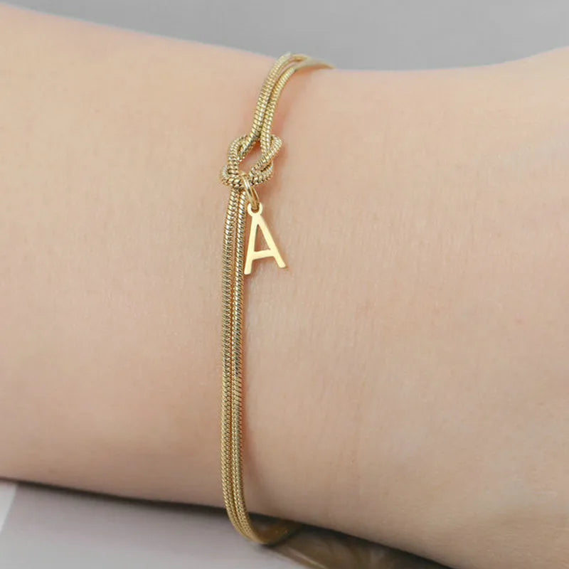 Double Layer Stainless Steel Letter Bracelet