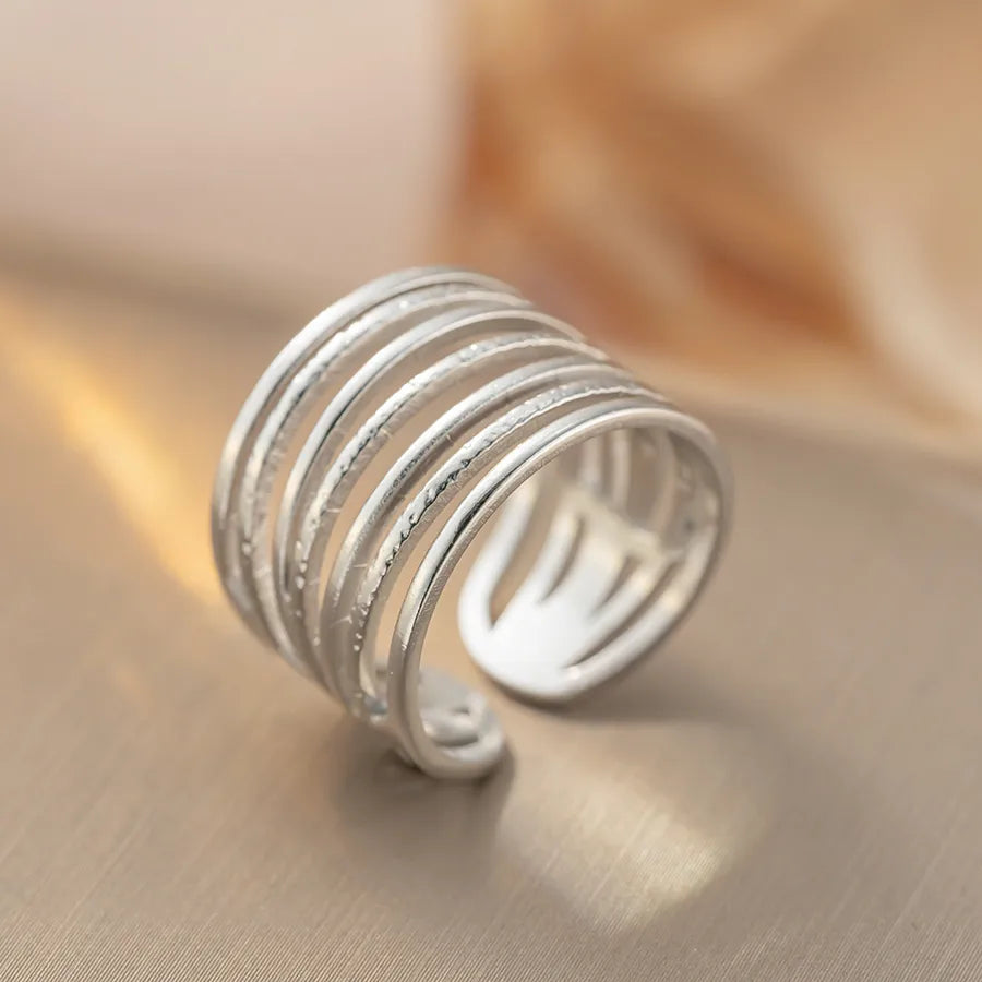 Geometric Titanium Steel Open Ring for Women K418 Steel Color Ring Open