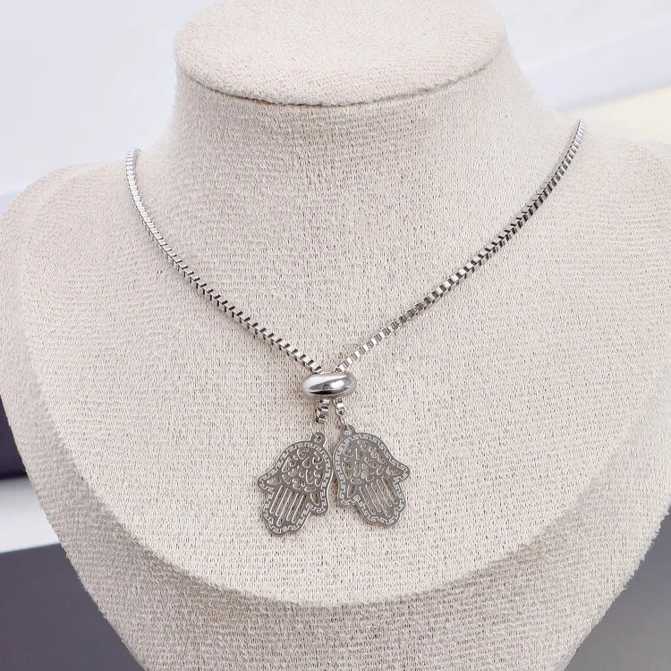 Silver Multi-Charm Stainless Steel Pendant Necklace