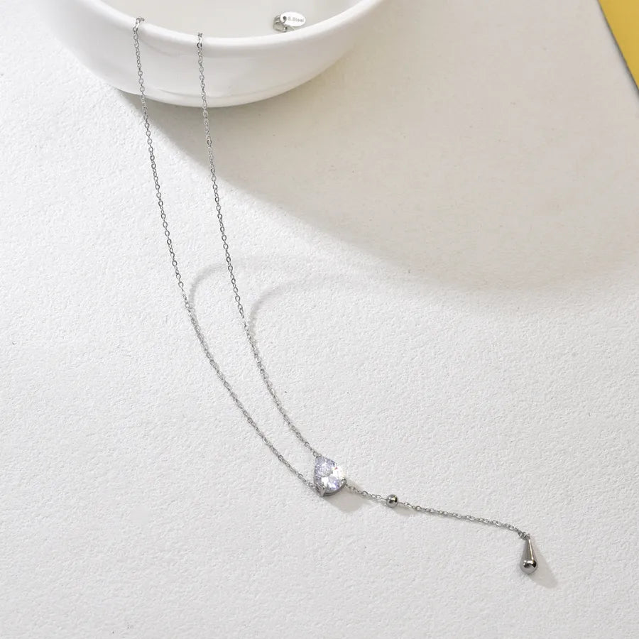 Gold Cross Tassel Necklace – Zircon & Stainless Steel