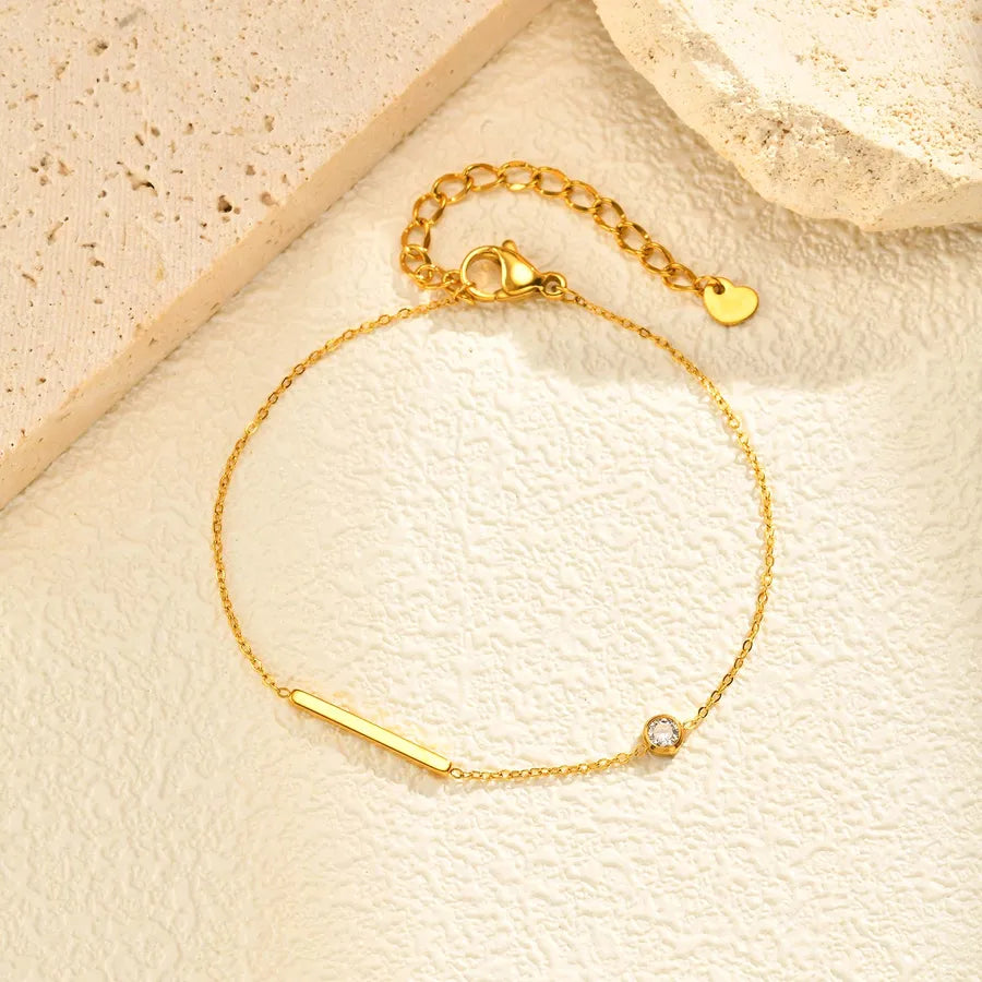 Gold Zircon Stainless Steel Bracelet for Women