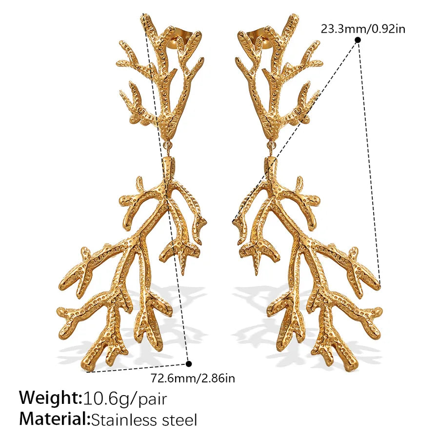 Gold Ginkgo Leaf Stud Earrings for Women Eh905g Gold Eardrops