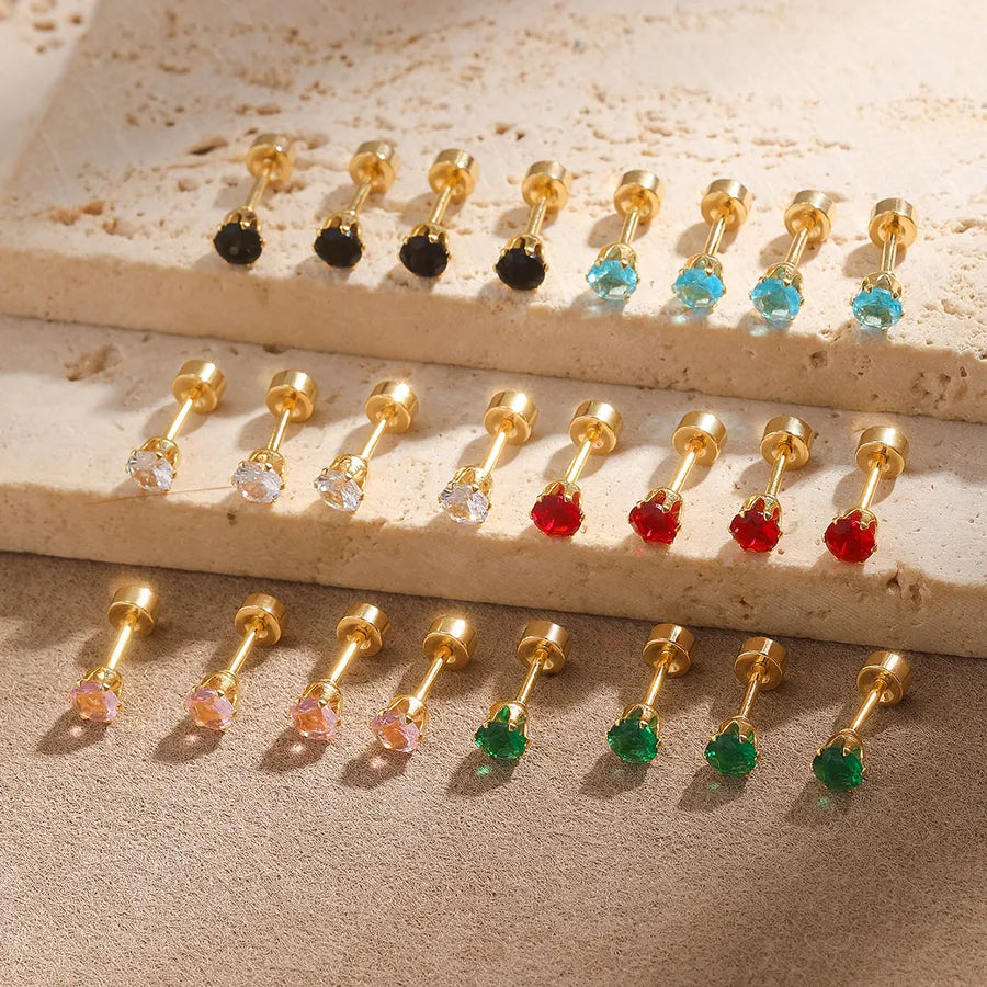 12 Pairs Gold Heart Stainless Steel Earrings