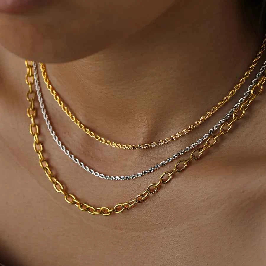 18K Gold Plated Stainless Steel Twist Necklace