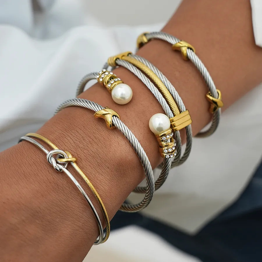 18K Gold Plated Stainless Steel Open Bangle