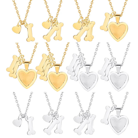 Gold Plated Heart & Bone Pet Name Necklace