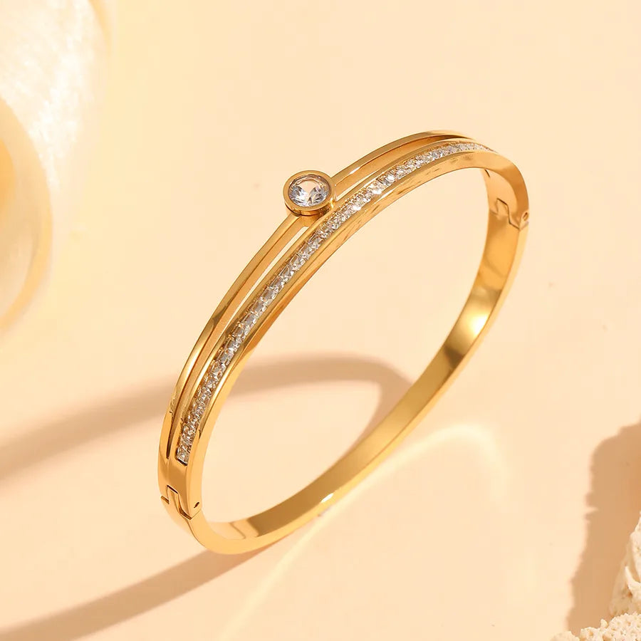 18K Gold PVD Geometric Stainless Steel Bangle Bracelet#5