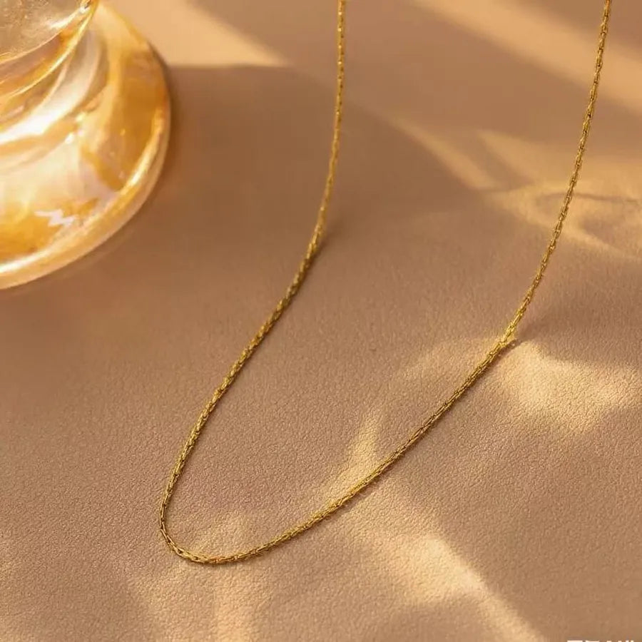 Women's Titanium Steel Box Chain Pendant Necklace 0.4 Bamboo Chain Necklace - Gold