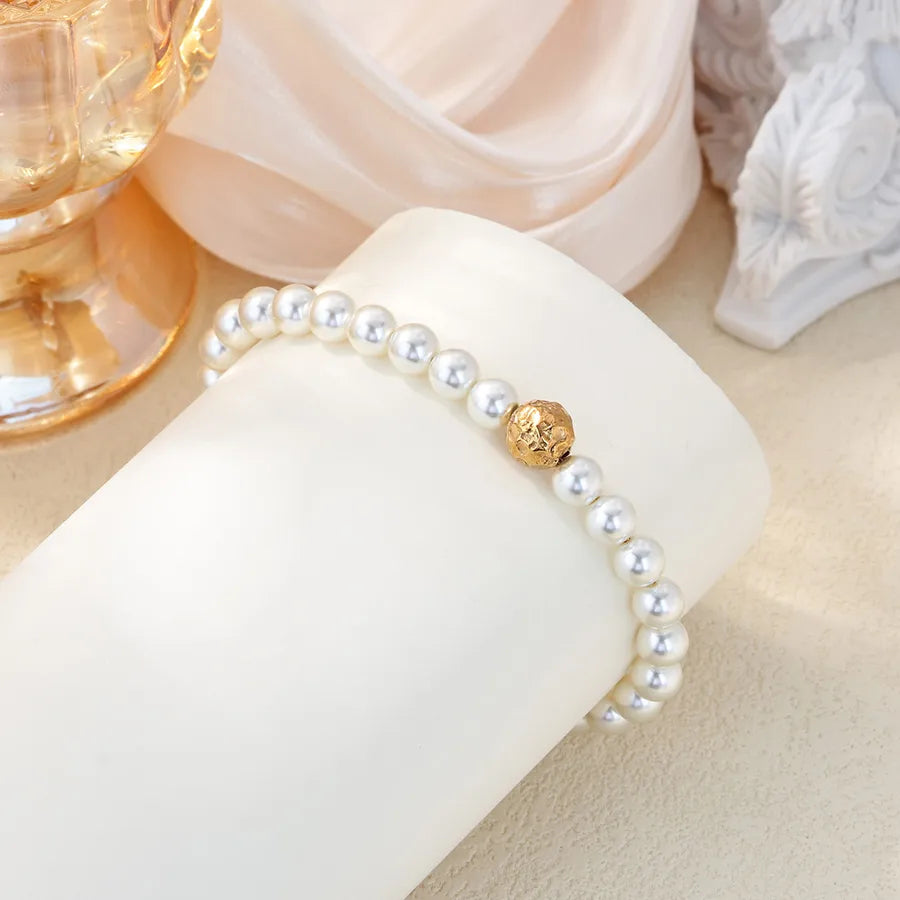 18K Gold Plated Pearl Cross Stainless Steel Bangle