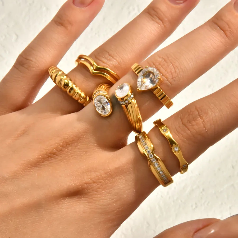 18K Gold Plated Nordic Geometric Stainless Steel Ring