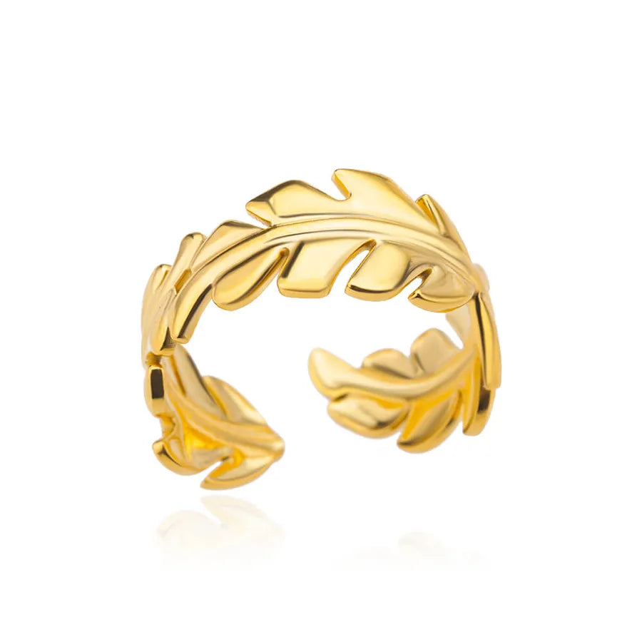 Gold Plated Palm Leaf Ring 3