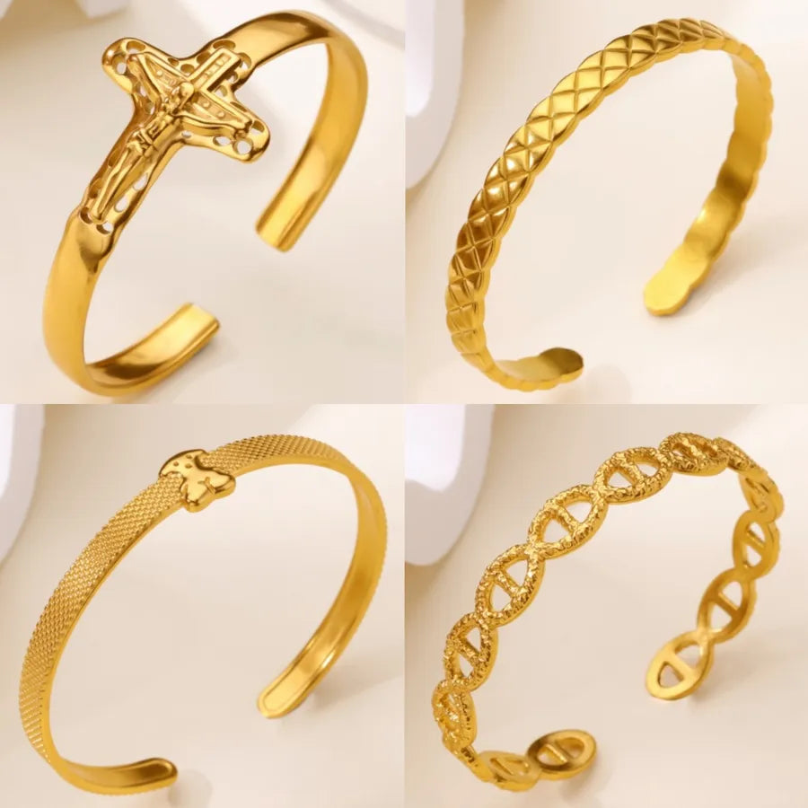 18K Gold Plated Cross & Bear Charm Bracelet