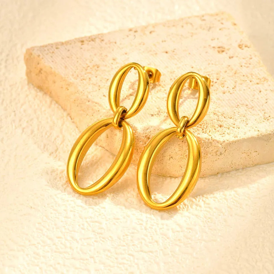 18K Gold Plated Geometric Stainless Steel Earrings