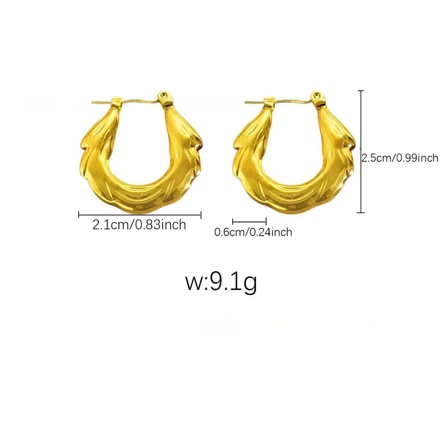 Elegant Gold Titanium Steel Hoop Earrings