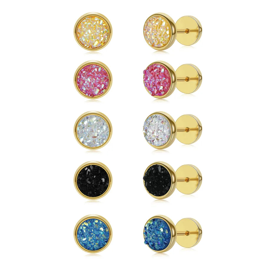 Harajuku Geometric Stainless Steel Earrings Set Stainless Steel Earrings 5-piece Set