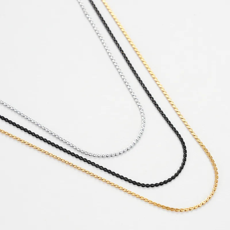 Titanium Steel Flat S Chain Necklace – 10 Pack