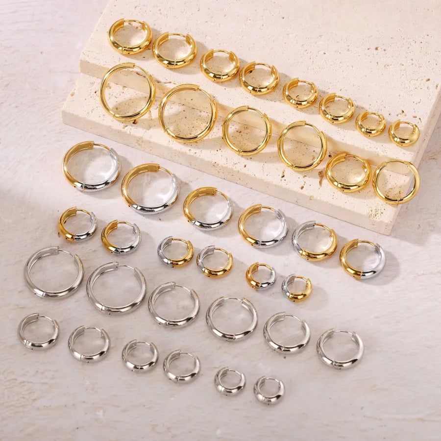 Luxury Titanium Steel Geometric Earrings Three Pairs Set (two Colors) 10-12-14